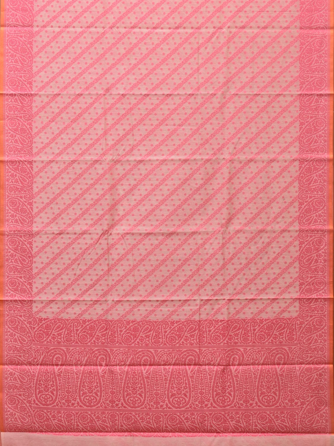 Pink Cut Work Sico Cotton Saree with Diagonal and Mango Border Design - Global Threads - Distacart
