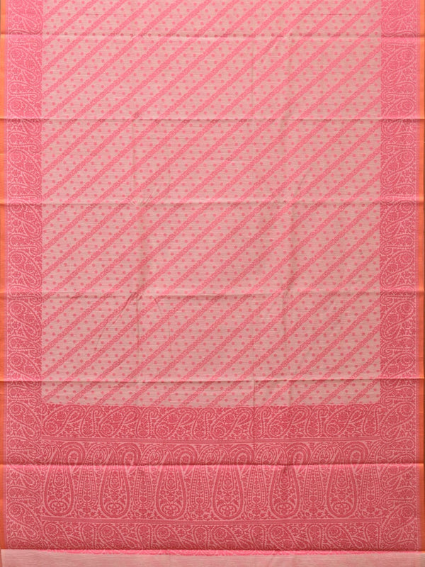 Pink Cut Work Sico Cotton Saree with Diagonal and Mango Border Design - Global Threads - Distacart