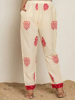 Thumbnail for Yufta Pink Embroidered Thread Work Pure Cotton Kurta Trousers & Dupatta