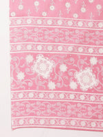 Thumbnail for Yufta Pink Ethnic Motifs Print Straight Kurta Trouser Dupatta Set