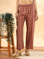 Thumbnail for Yufta Pink Floral Print Sequins Work Anarkali Kurta And Trouser With Dupatta Set