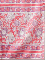 Thumbnail for Yufta Pink Floral Print Straight Kurta Trouser Dupatta Set