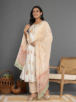 Thumbnail for Yufta Pink Gota_Patti Cotton Anarkali Kurta Dupatta Pant Set