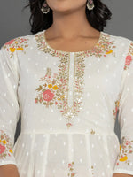 Thumbnail for Yufta Pink Gota_Patti Cotton Anarkali Kurta Dupatta Pant Set