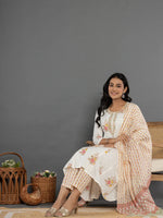 Thumbnail for Yufta Pink Gota_Patti Cotton Anarkali Kurta Dupatta Pant Set