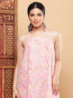 Thumbnail for BohoJazz Pink Vacay Halter Top with Comfort Pants Co-ord Set