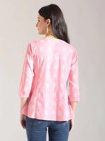 Thumbnail for Yufta Pink Handloom Cotton Gathered Or Pleated Top
