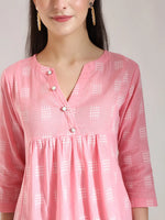 Thumbnail for Yufta Pink Handloom Cotton Gathered Or Pleated Top