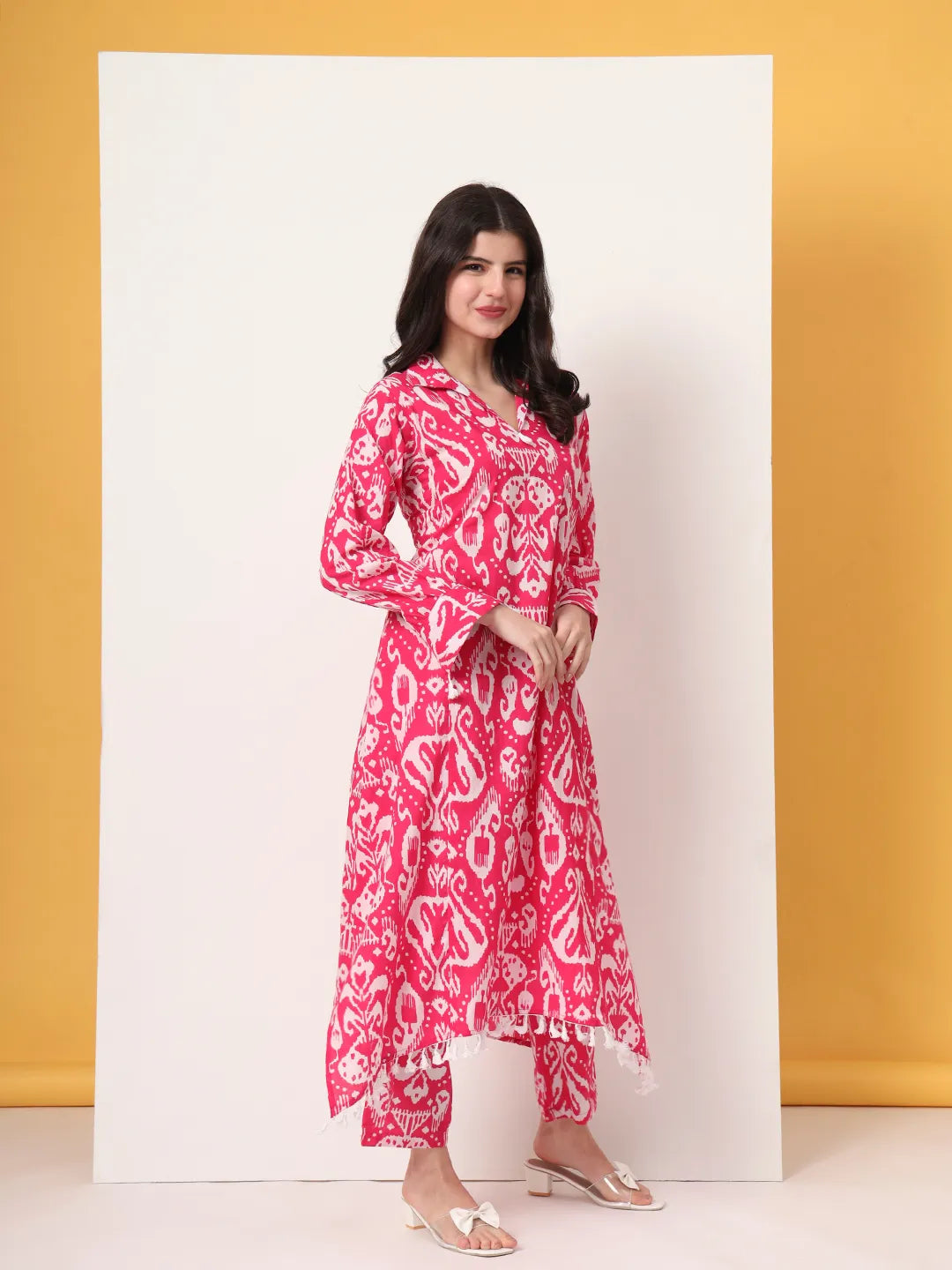 Yufta Pink Ikat Pure Cotton Cord Set - Distacart