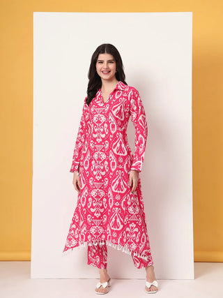 Yufta Pink Ikat Pure Cotton Cord Set