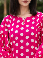Thumbnail for Yufta Pink Polka Dot Print Top And Trouser Co Ord Set