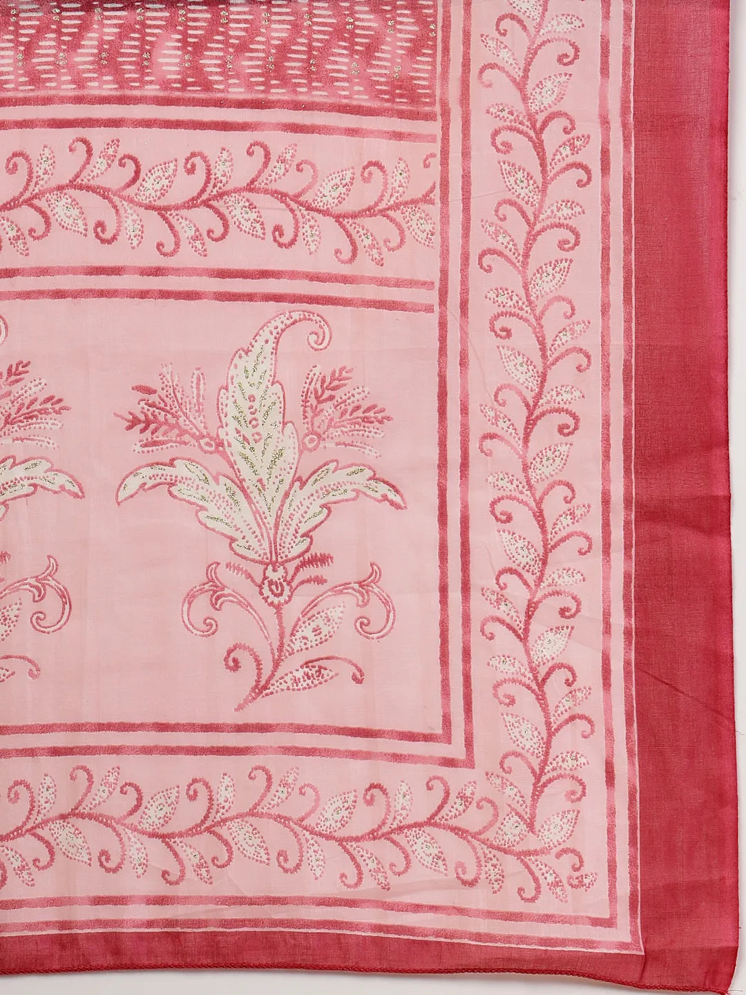 Yufta Pink Pure Cotton Anarkali Dupatta Pant Set