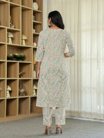 Thumbnail for Yufta Pink Pure Cotton Floral Print Kurta Dupatta Pant Set