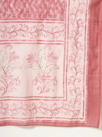 Thumbnail for Yufta Pink Pure Cotton PaisleyThread Work Kurta Dupatta Pant Set