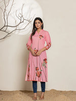 Thumbnail for Yufta Pink Silk Blend Digital Print Kurta