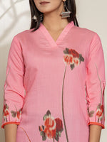 Thumbnail for Yufta Pink Silk Blend Digital Print Kurta