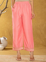 Thumbnail for Yufta Pink Silk Blend Pakistani Style Kurta Dupatta Set