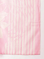 Thumbnail for Yufta Pink Solid Thread Work Straight Kurta Trouser Dupatta Set