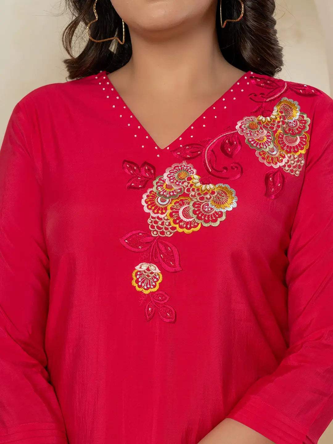 Yufta Pink Thread_Work Shirt And Palazzo Silk Blend Co-Ord Set