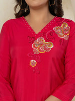Thumbnail for Yufta Pink Thread_Work Shirt And Palazzo Silk Blend Co-Ord Set