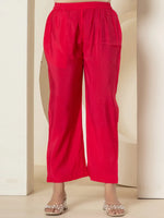 Thumbnail for Yufta Pink Thread_Work Shirt And Palazzo Silk Blend Co-Ord Set