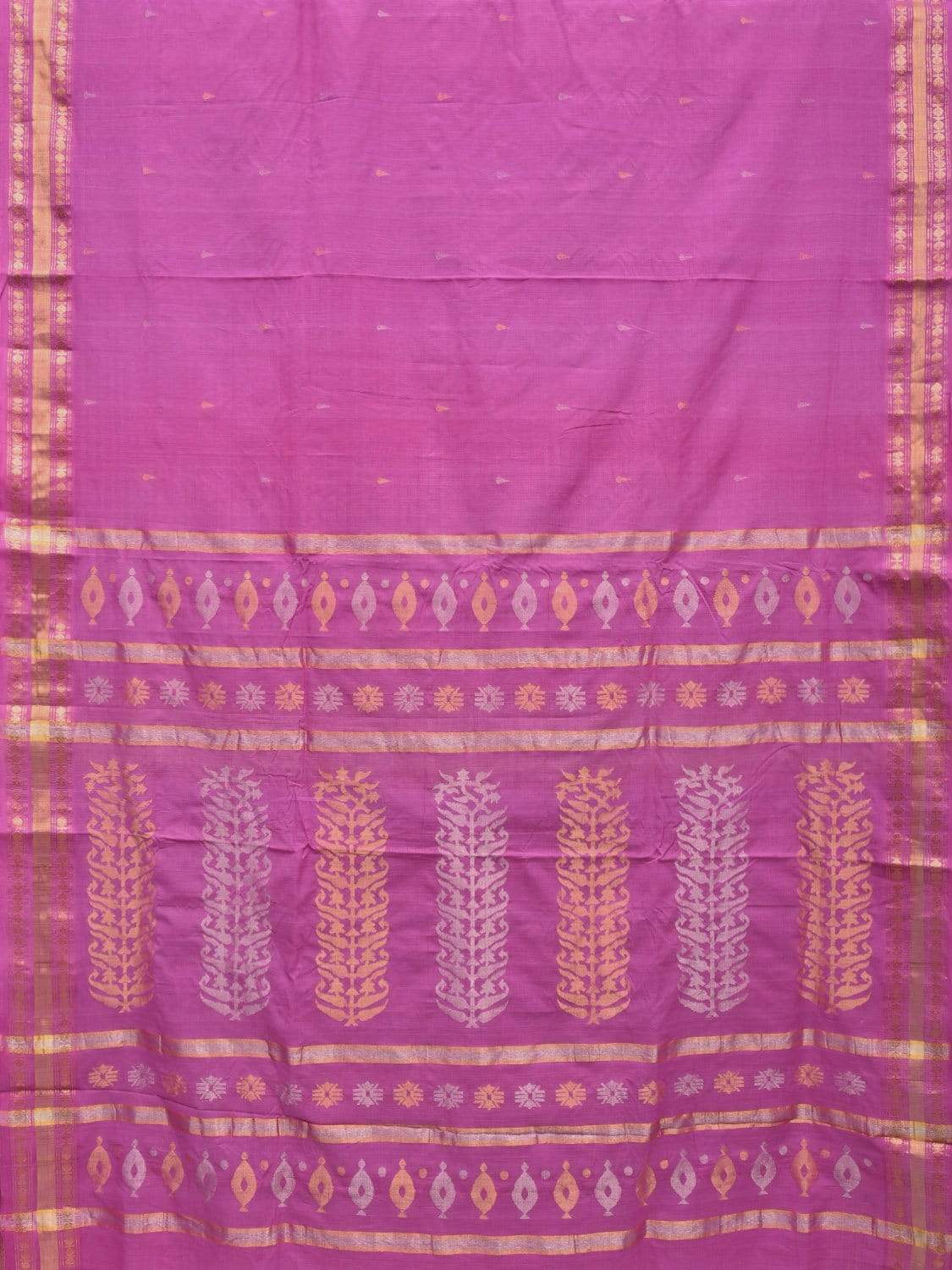 Pink Uppada Cotton Handloom Saree with Karpur Pallu Design - Global Threads - Distacart