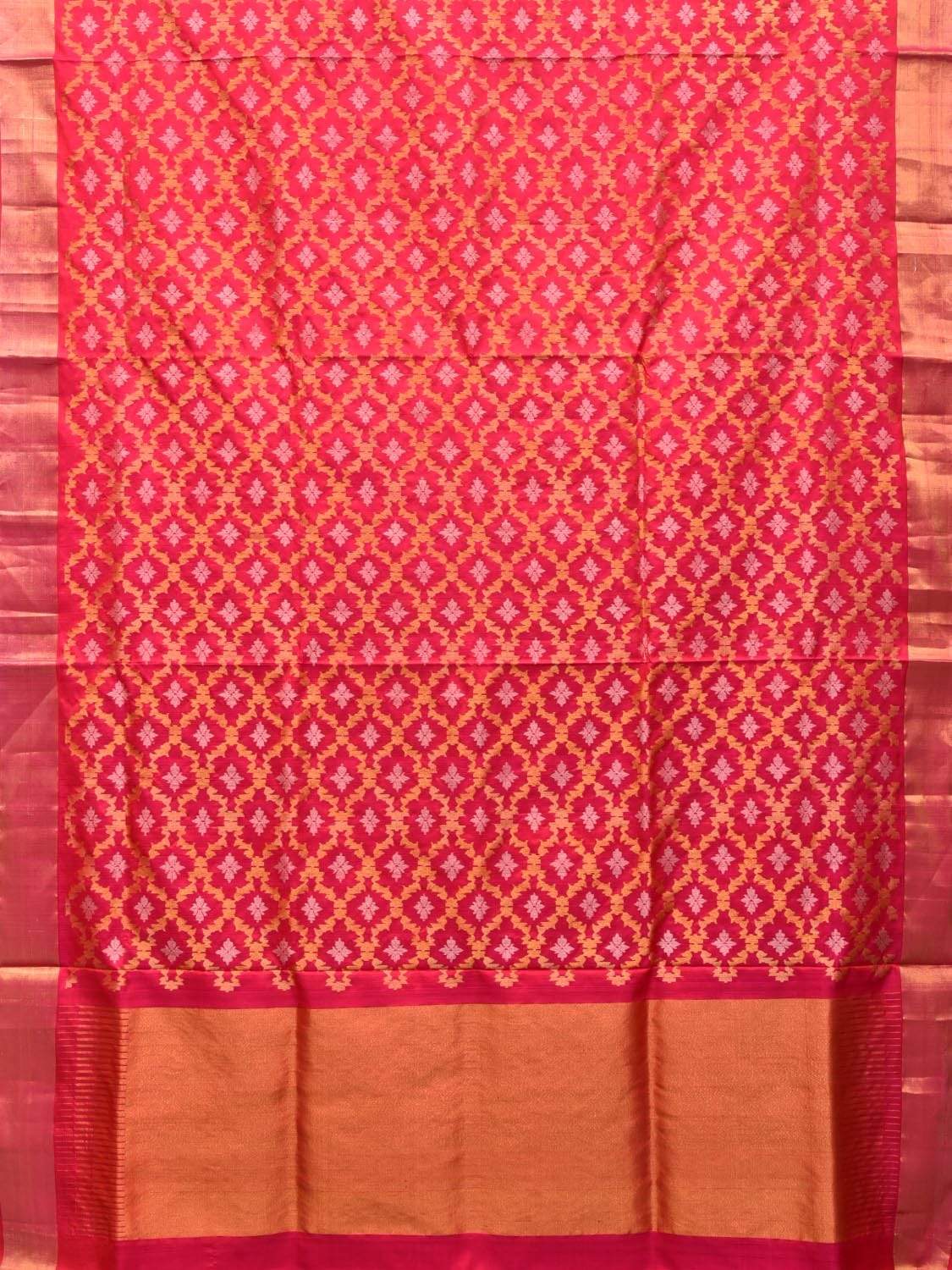 Pink Uppada Silk Handloom Saree with All Over Grill Design - Global Threads - Distacart