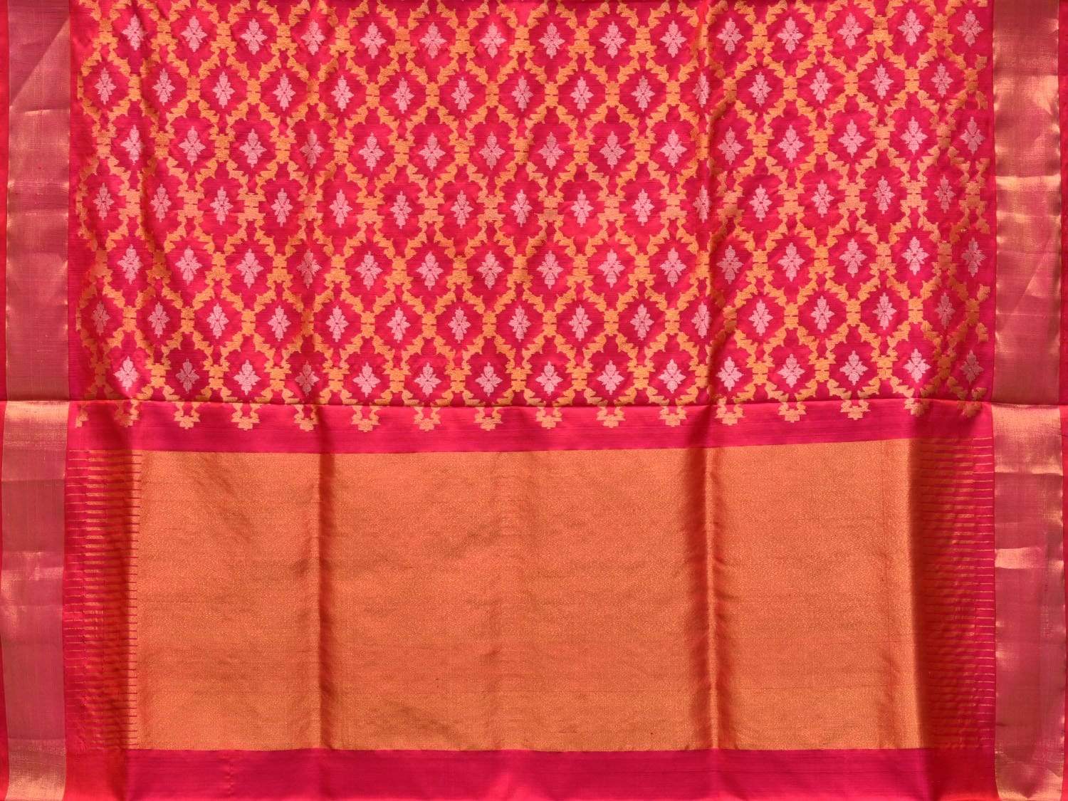 Pink Uppada Silk Handloom Saree with All Over Grill Design - Global Threads - Distacart