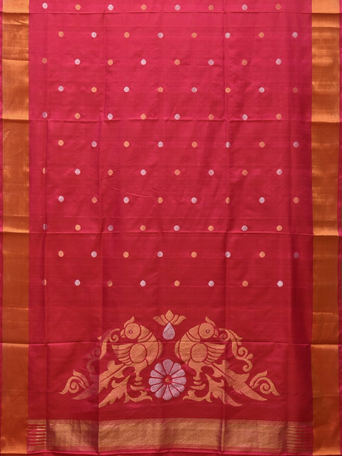 Pink Uppada Silk Handloom Saree with Birds Pallu Design - Global Threads - Distacart