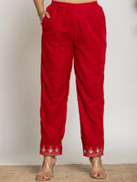 Thumbnail for Yufta Pink Velvet Embroidered Co-Ord Set With Cotton Lining