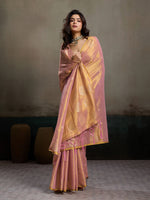 Thumbnail for Anaita Pink Tissue Silk Woven Saree With Blouse - Dista