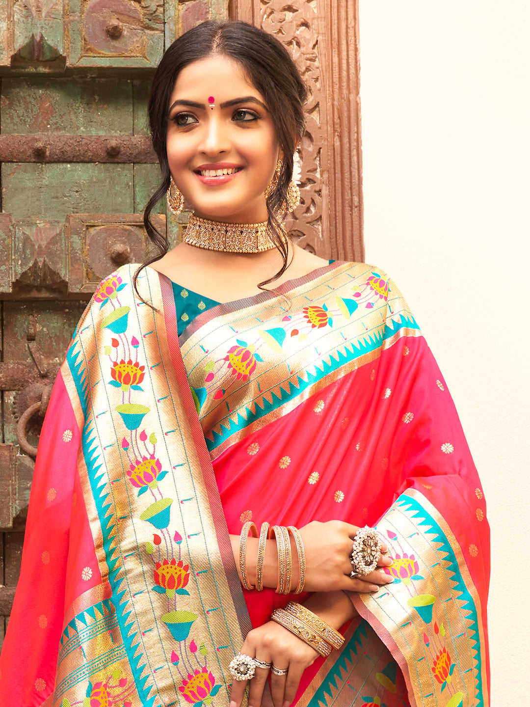 Anaita Pink Silk Saree With Blouse Piece - Distacart