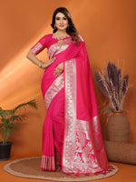 Thumbnail for Anaita Pink Banarasi Silk Saree With Weaving Work - Distacart