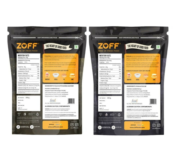 Zoff Premium Salted Pista & Roasted Walnuts Combo - Distacart