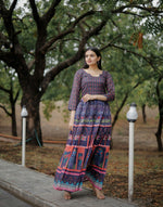 Thumbnail for Aayaa Pure Chanderi Gown With Heavy Digital Print - Multi Color - Distacart