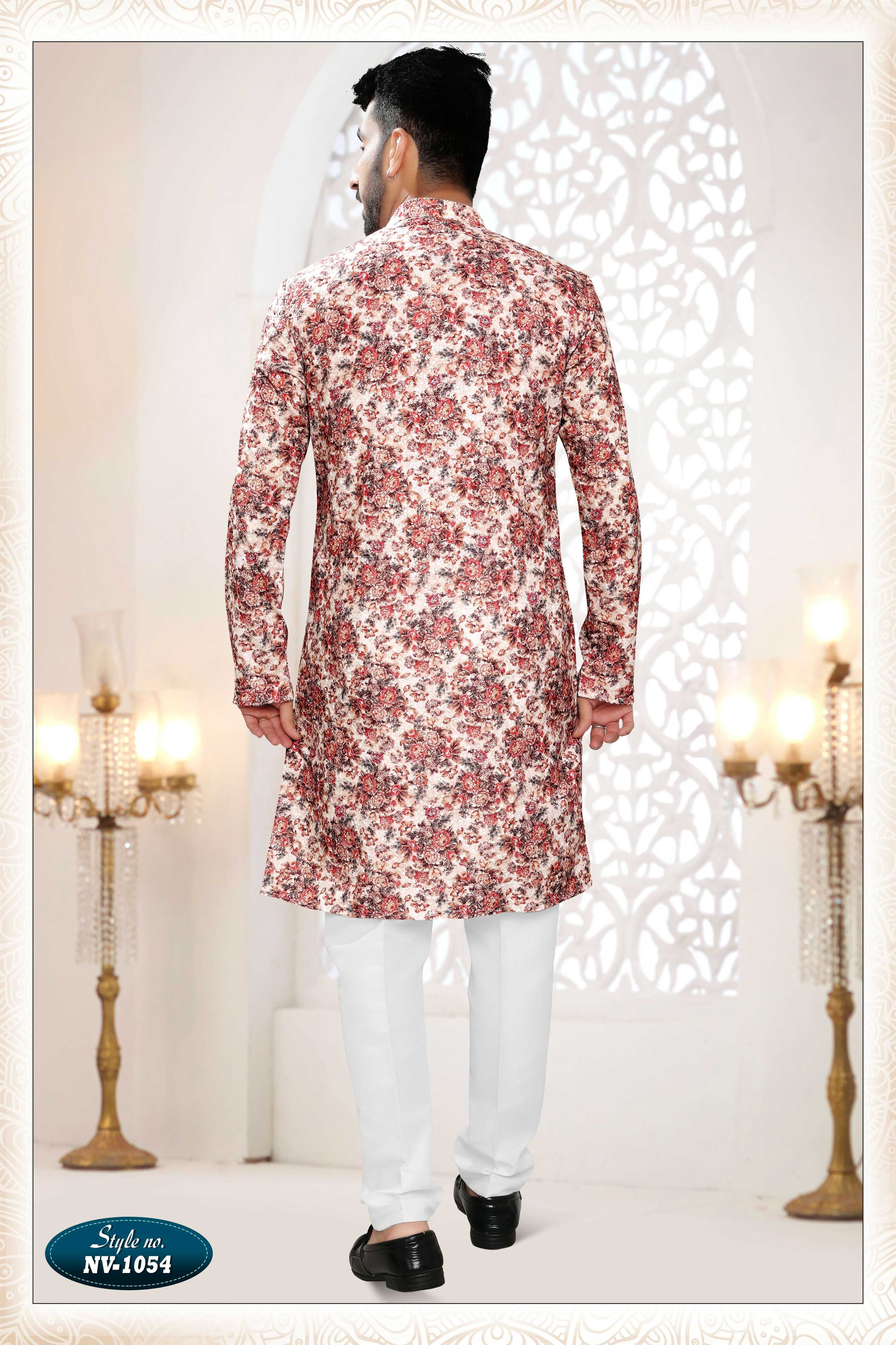 Joban Fashion Men's Cream Base Straight Rayon Thread Embroidery All Over Kurta Set - Distacart
