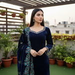 Thumbnail for Teeya Creation Blue Color Velvet Designer Embroidery Work party Wear Suit