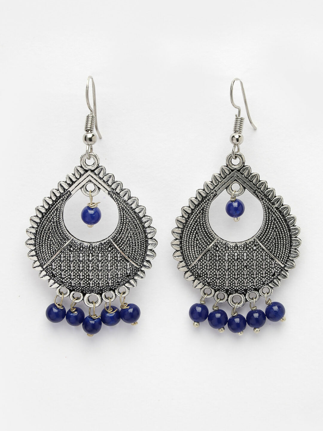 NVR Women's Silver-Plated Artificial Beads German Silver Oxidised Chandbali Earrings - Distacart
