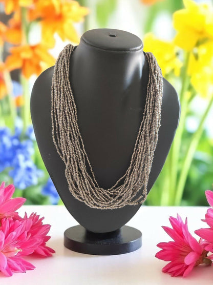 Inhanns Handmade Beaded Multilayer Necklace, 20 Layers - Gray - Distacart