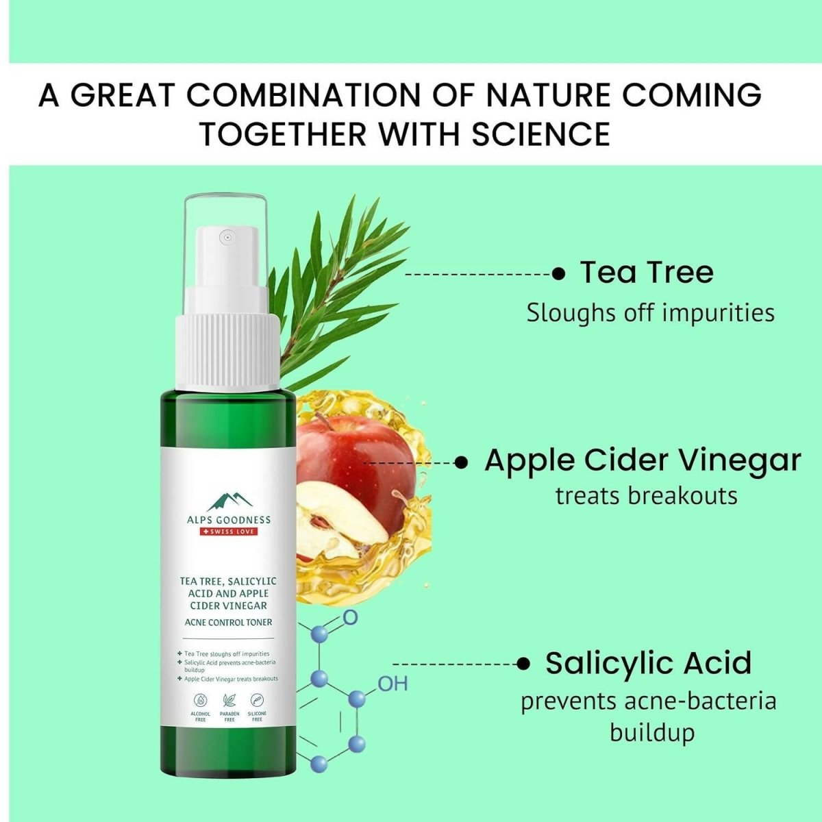 Alps Goodness Acne Control Toner for Oily Skin with Tea Tree Apple, Cider Vinegar & Salicylic Acid - Distacart