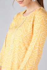 Thumbnail for Ahika Yellow Crepe Bandhani Printed Straight Kurta Palazzo Set - Distacart