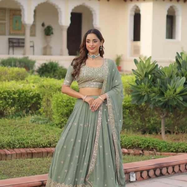 Lehenga Mart Designer Indian Wedding Lehenga Choli-Sea Green - Distacart