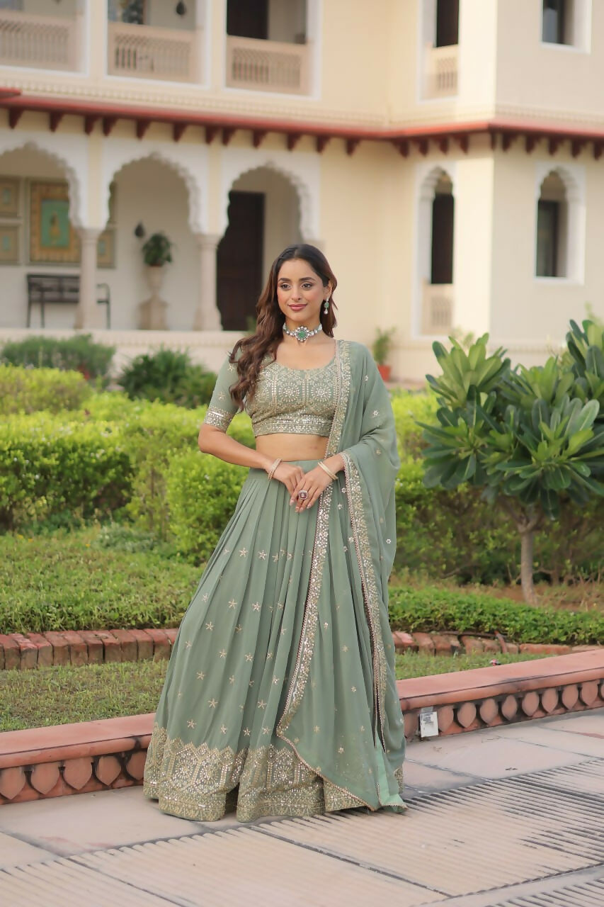 Lehenga Mart Designer Indian Wedding Lehenga Choli-Sea Green - Distacart