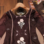Thumbnail for Preksha Creation Pure Organza Fabric With Embroidery Work Women Gown With Dupatta And Pant - Brown - Distacart