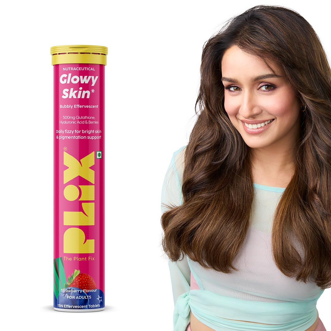 PLIX The Plant Fix Glowy Skin Effervescent Tablets - Strawberry - Distacart