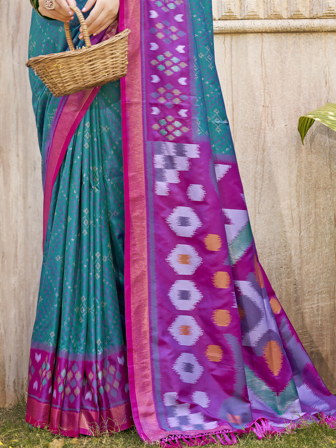 Astita Pochampalli Silk Sea Green Saree