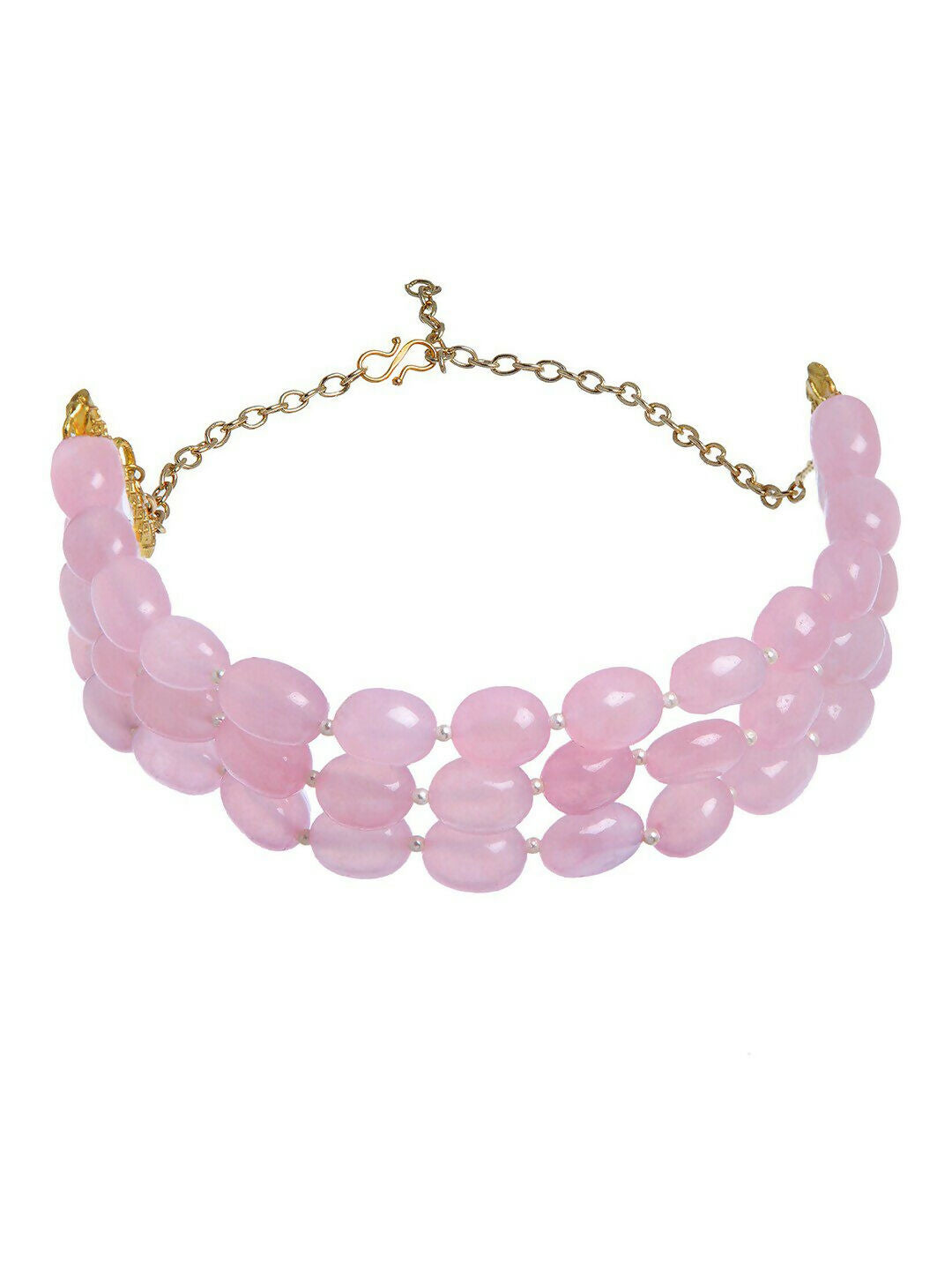 Pink Crystal Fancy Layered Choker Necklace By House of Ree - Distacart
