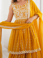 Thumbnail for Joban Fashion Yellow Lehenga Georgette Coding Dori with Sequence with Rivet Moti