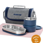 Thumbnail for Borosil Carrymore Microwavable Stainless Steel Lunchbox with Bag - Dista