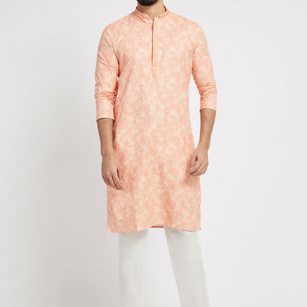 Ethnic India Peach Men's Kurta - Distacart